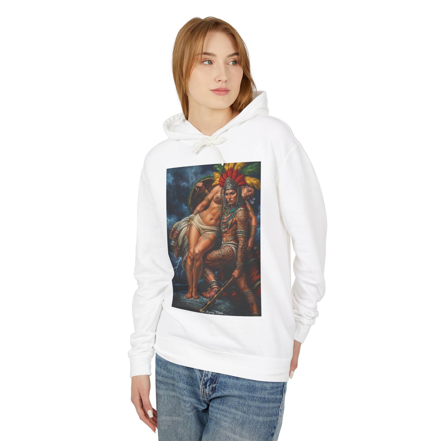 Los Angelez Made x Aztec Lesbian Pride Hoodie Unisex Lightweight Hooded Sweatshirt