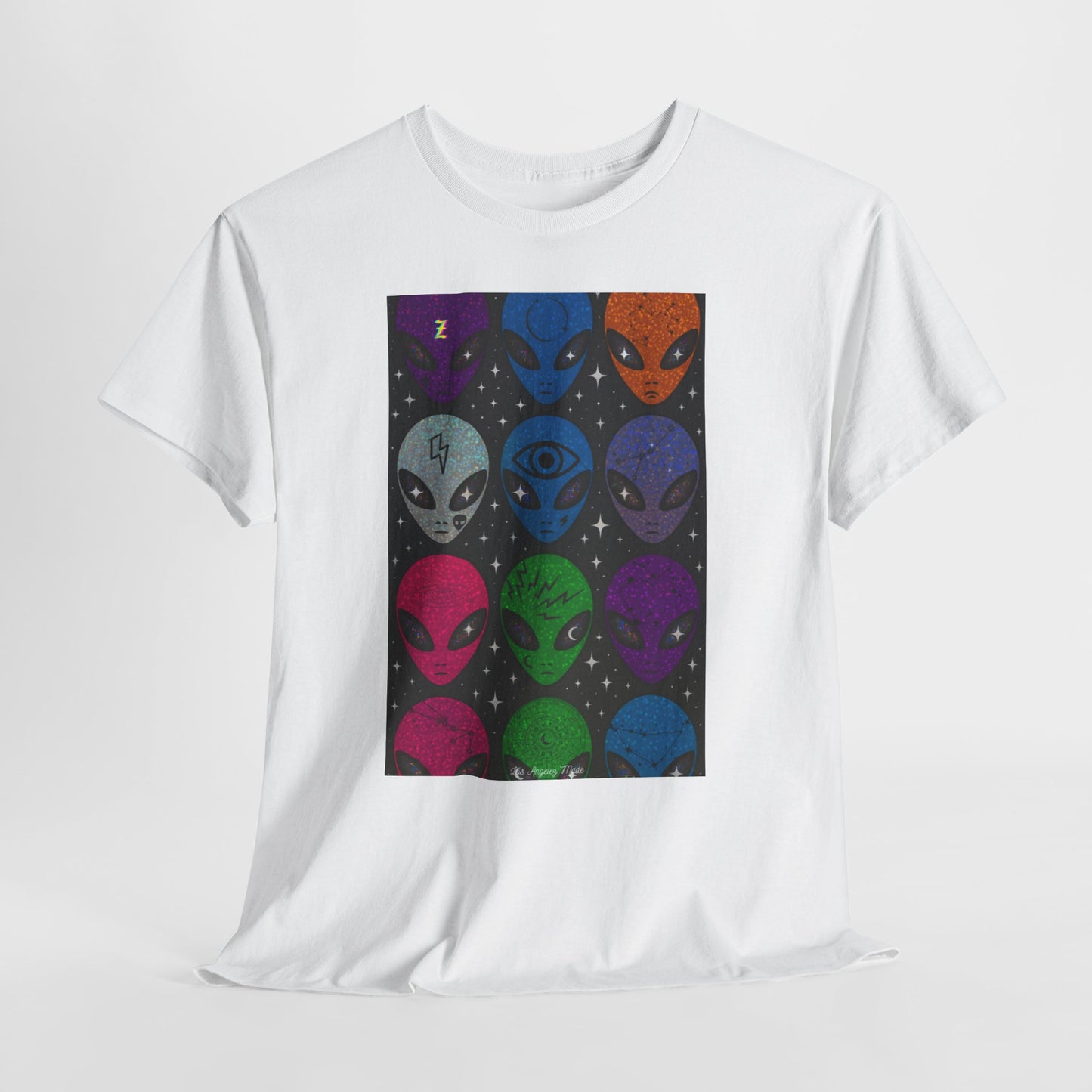 Los Angelez Made x Y2K Alien Sticker Sheet Unisex Heavy Cotton T-Shirt