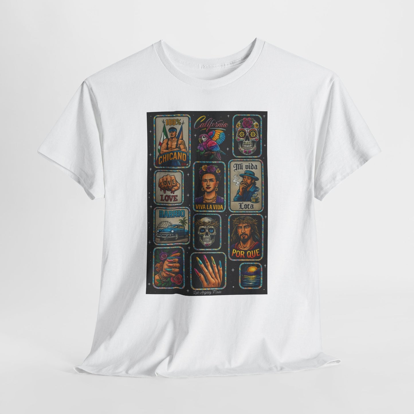 Los Angelez Made x Chicano Vintage Stickers Unisex Heavy Cotton T-Shirt
