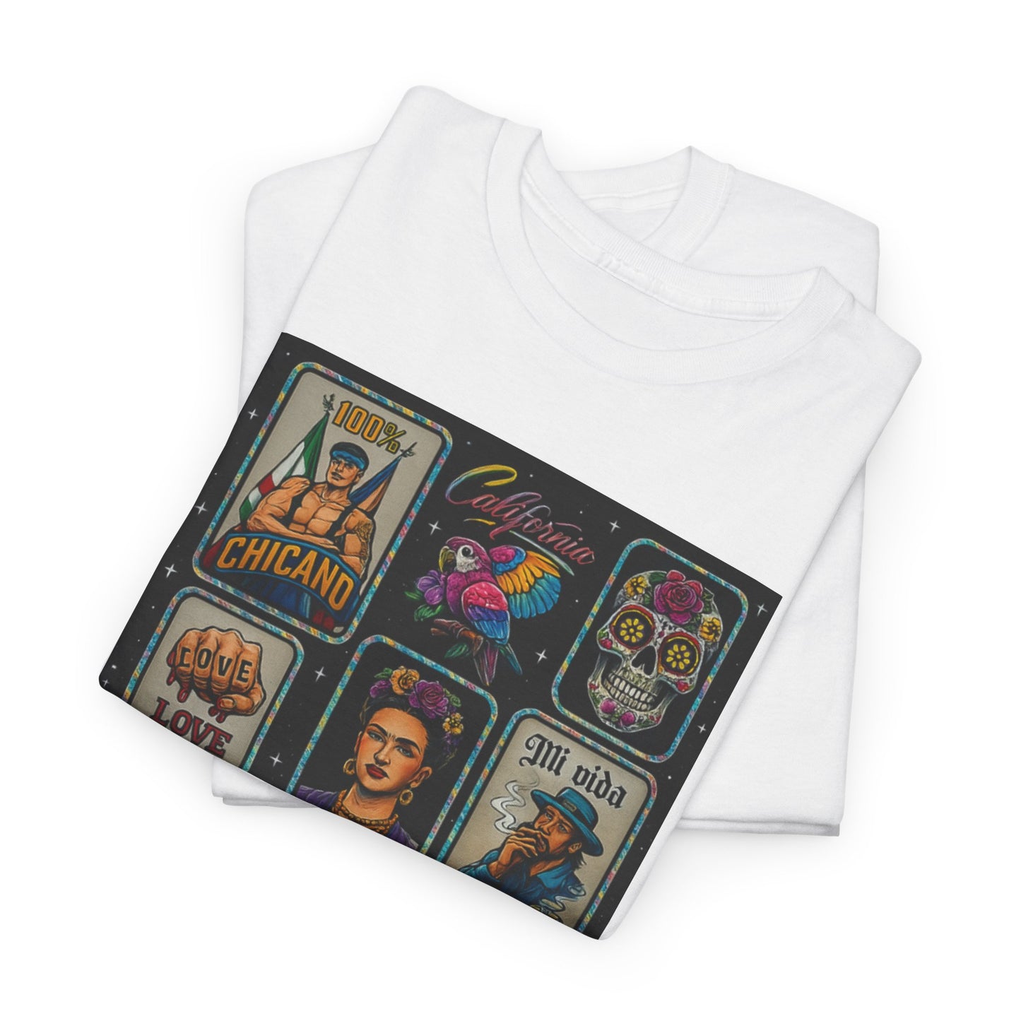 Los Angelez Made x Chicano Vintage Stickers Unisex Heavy Cotton T-Shirt