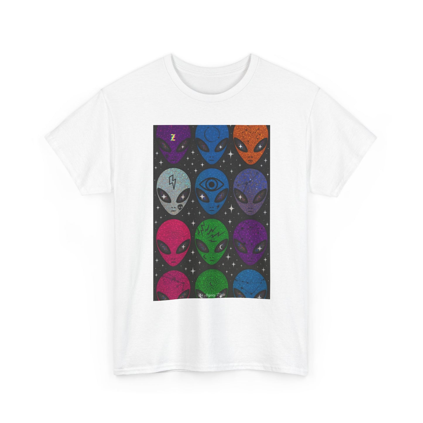 Los Angelez Made x Y2K Alien Sticker Sheet Unisex Heavy Cotton T-Shirt