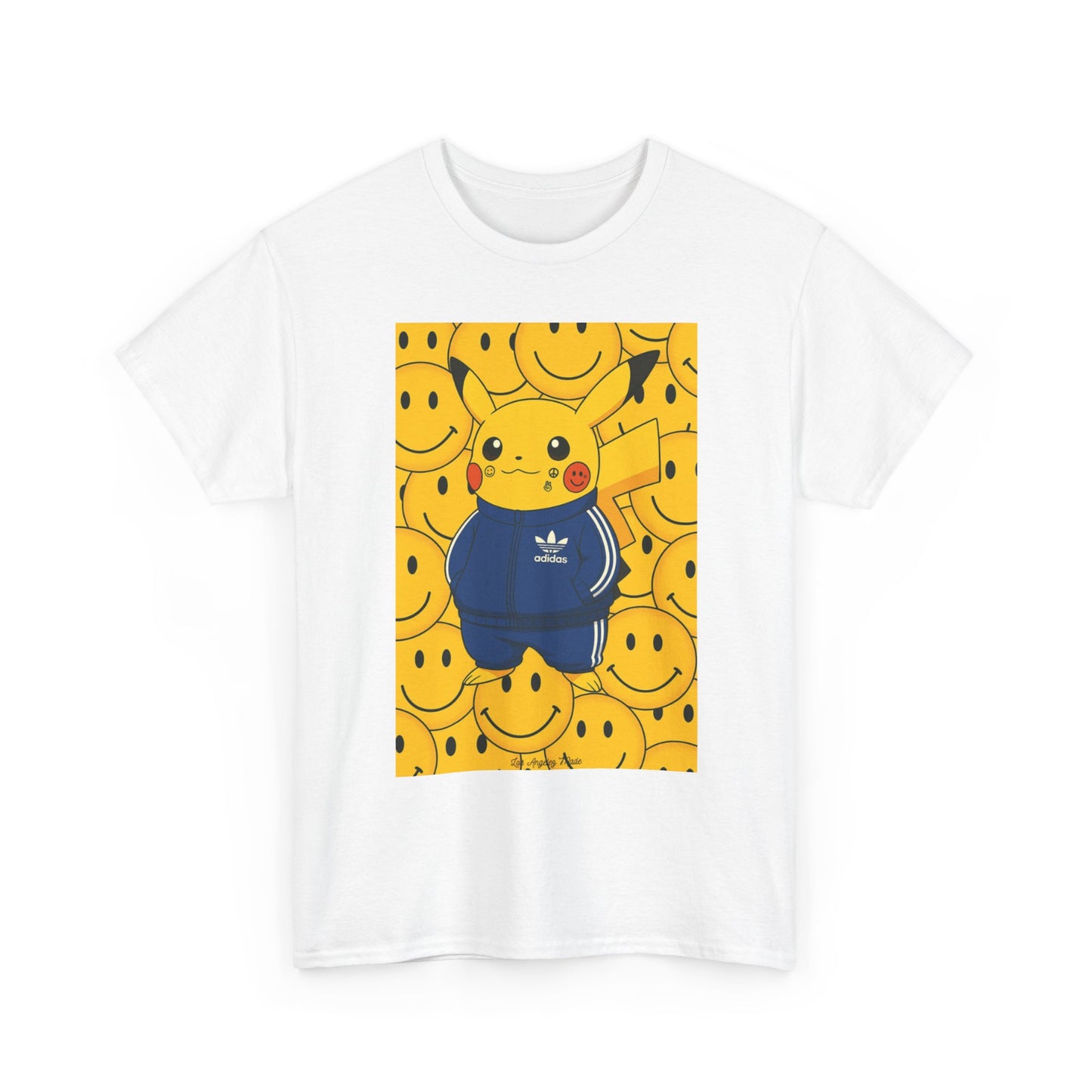 Los Angelez Made x Pika Smiley Face Unisex Heavy Cotton T-Shirt