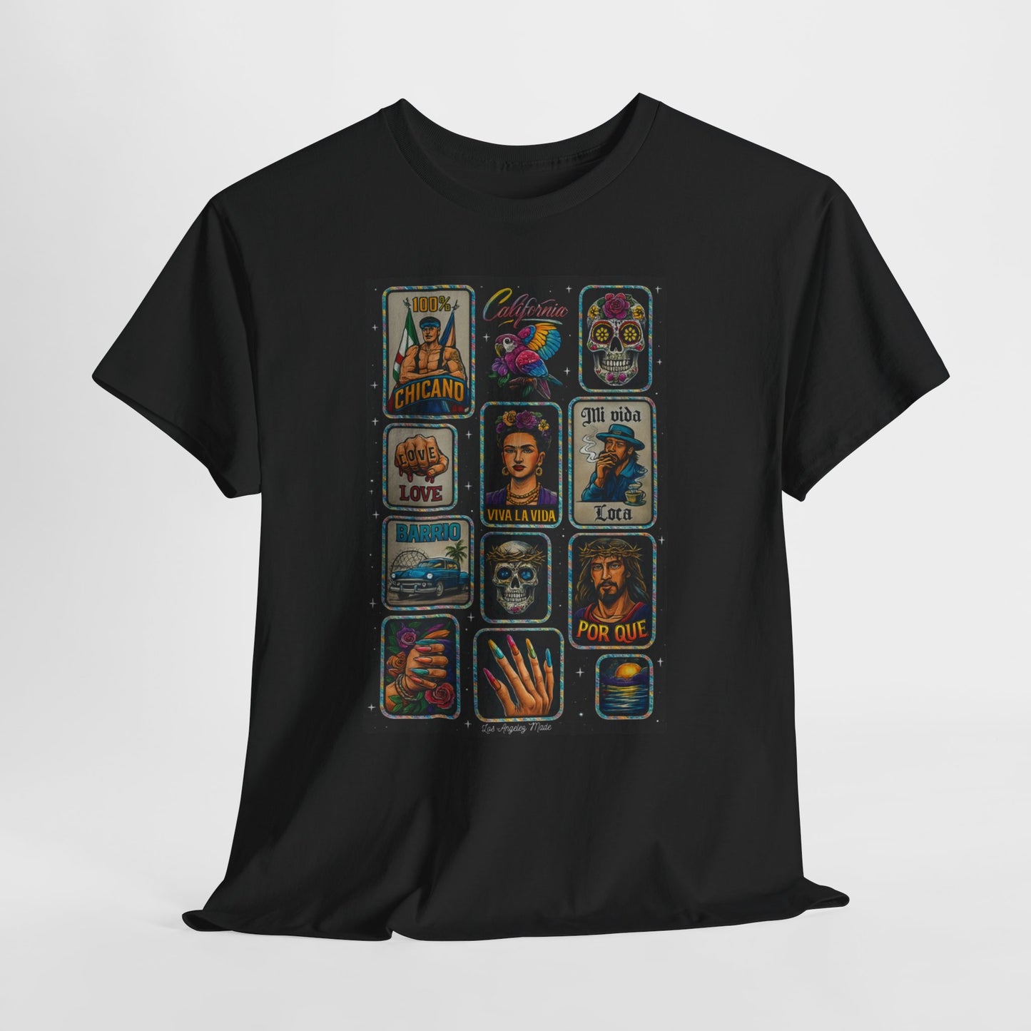 Los Angelez Made x Chicano Vintage Stickers Unisex Heavy Cotton T-Shirt