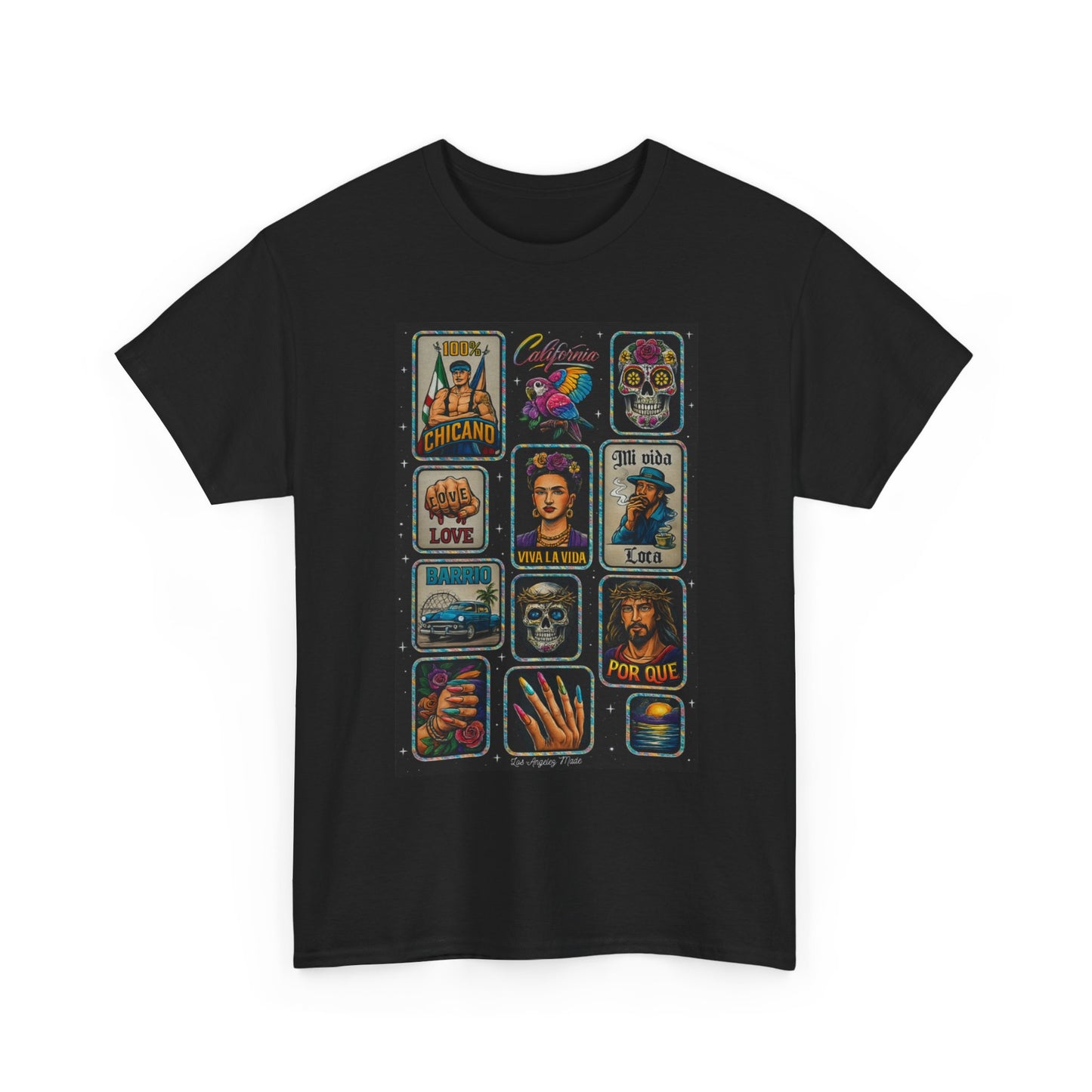 Los Angelez Made x Chicano Vintage Stickers Unisex Heavy Cotton T-Shirt