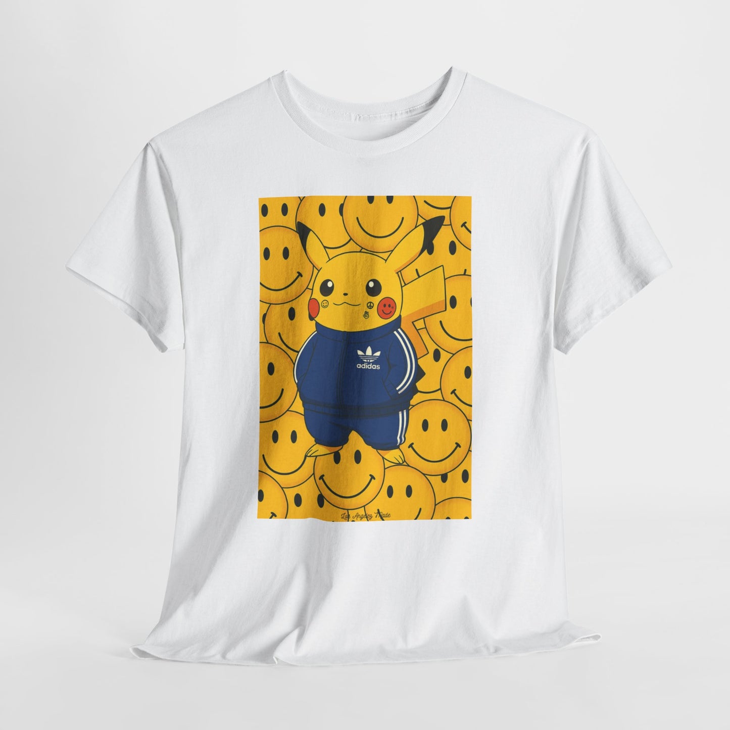 Los Angelez Made x Pika Smiley Face Unisex Heavy Cotton T-Shirt