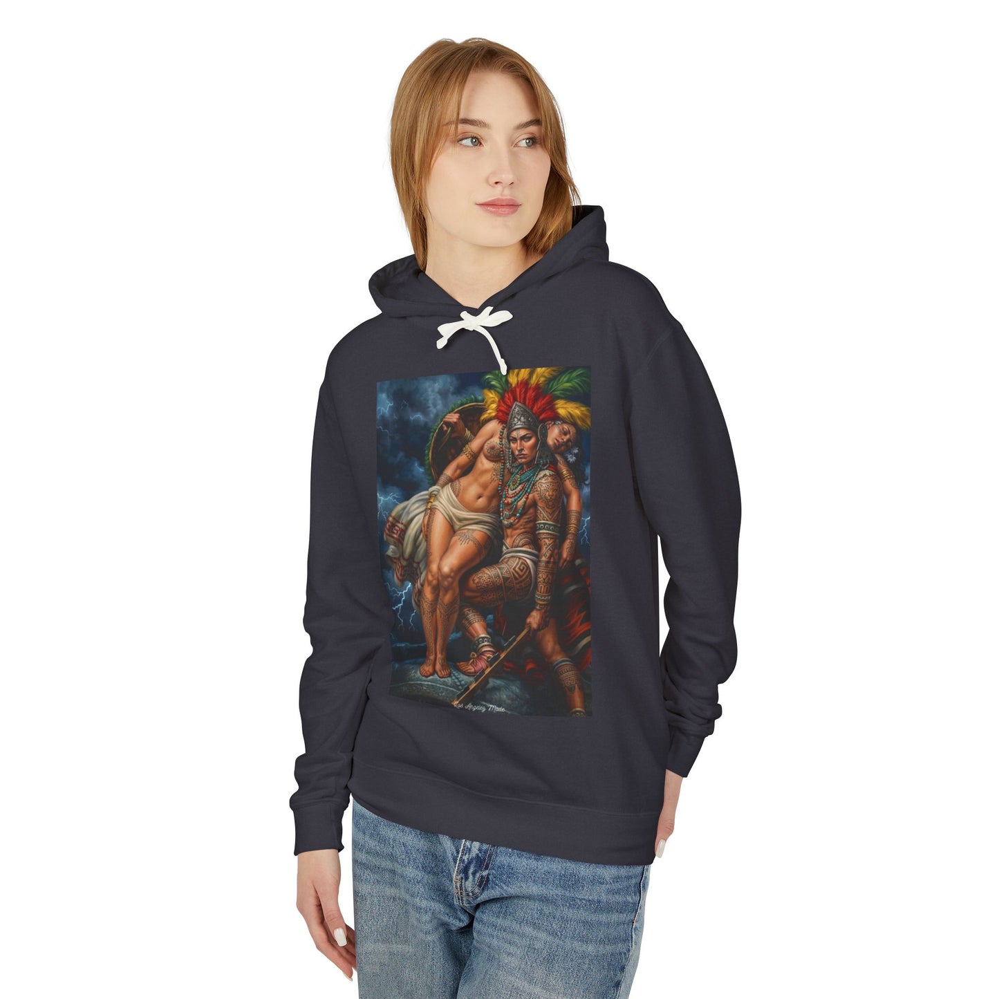 Los Angelez Made x Aztec Lesbian Pride Hoodie Unisex Lightweight Hooded Sweatshirt