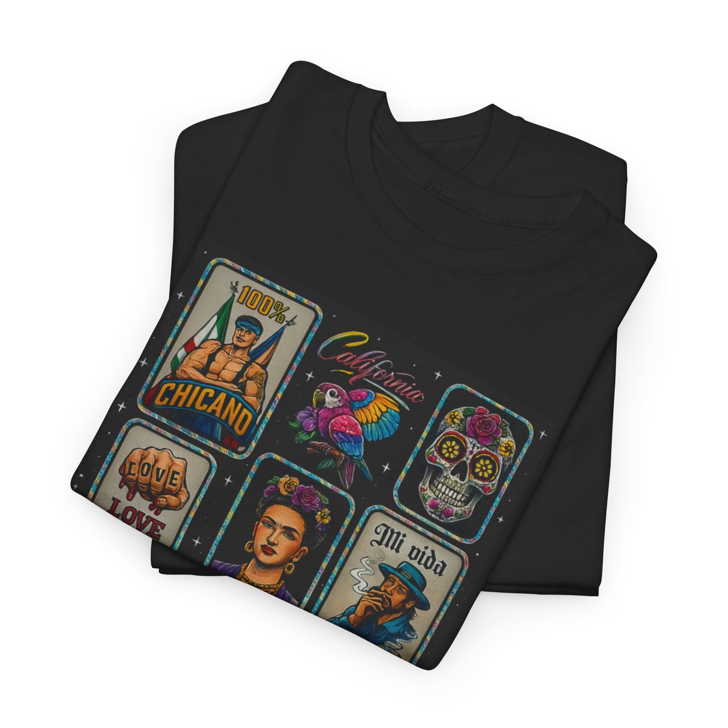 Los Angelez Made x Chicano Vintage Stickers Unisex Heavy Cotton T-Shirt