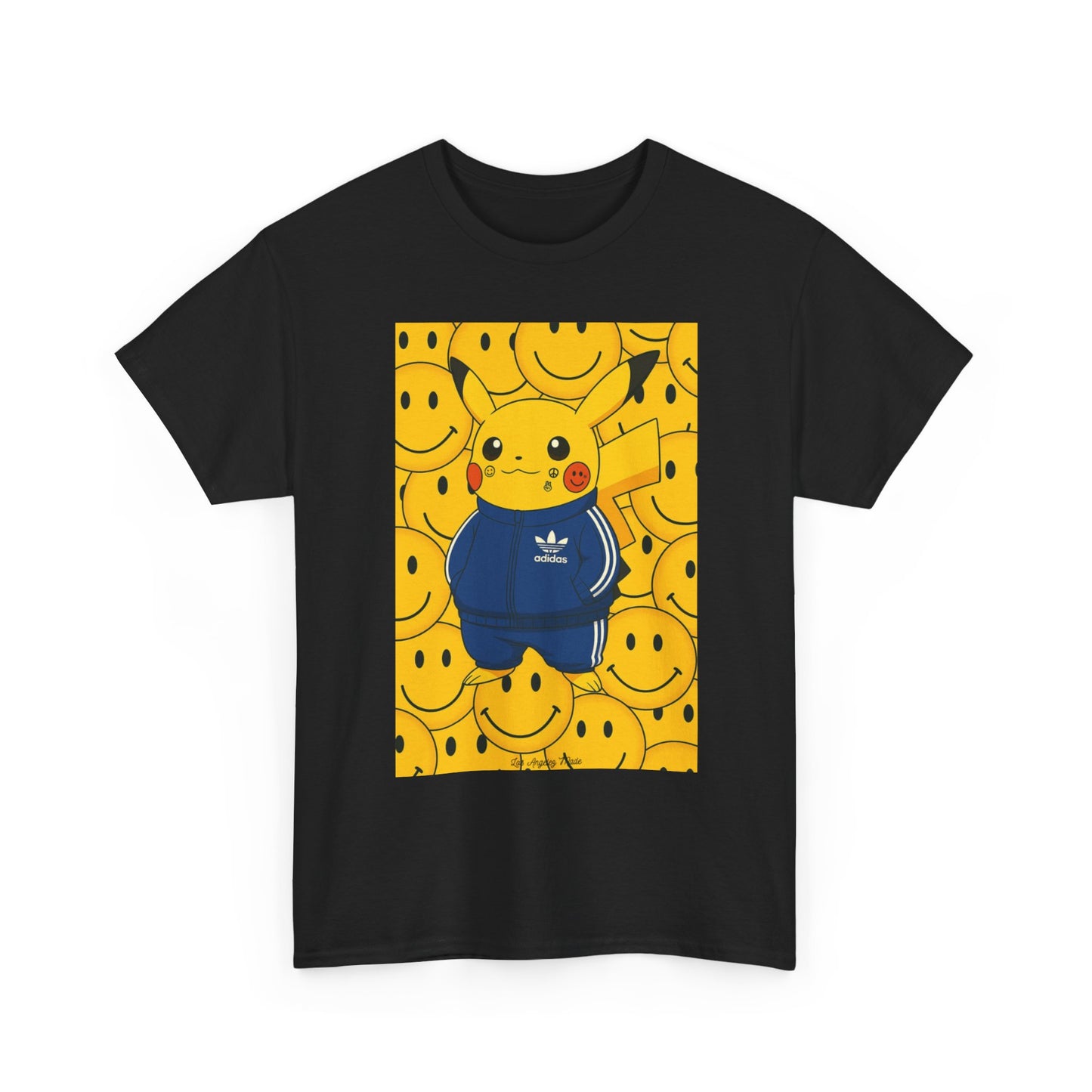 Los Angelez Made x Pika Smiley Face Unisex Heavy Cotton T-Shirt